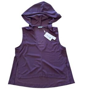 *Morhuduck Sleeveless Cropped Top With A Hood Purple Size M